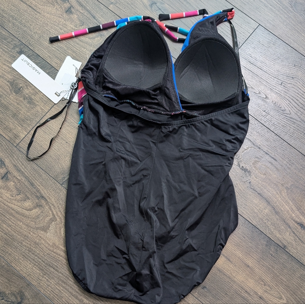 NWT Magicsuit Prism Angelina V Neck One Piece Halter Swimsuit Size 16 - Picture 8 of 10